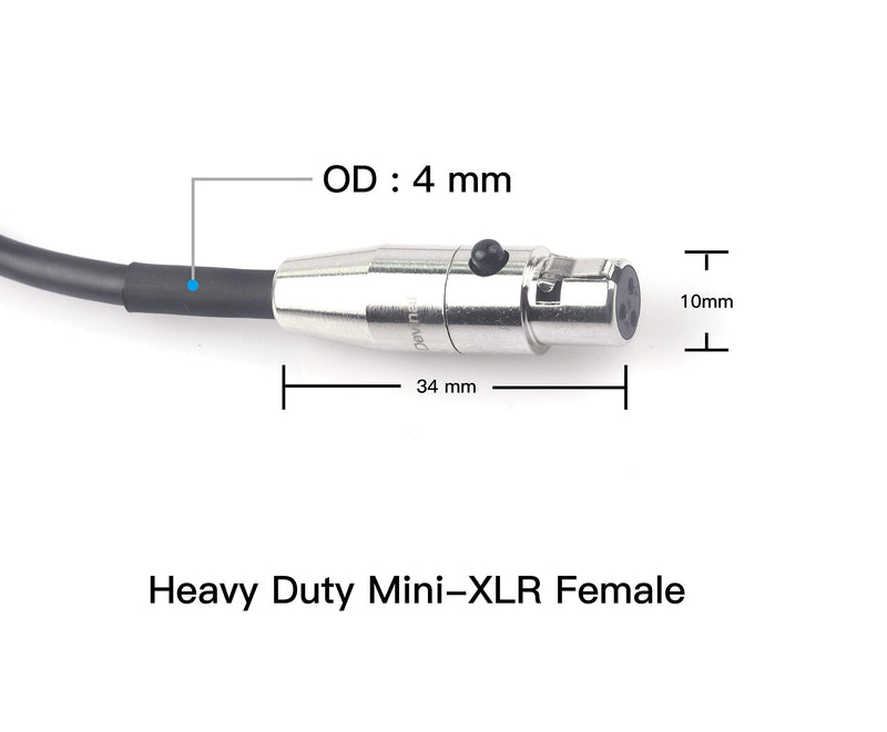 [AUSTRALIA] - Devinal Female Mini XLR to 3.5mm calbe, 1/8" inch Stereo TRS to 3 Pin Mini XLR Female Cord Adapter Connector Audio Cable for Pro Lapel Mic 6.6 FT 1/8 Male to mini-XLR Female 6FT 