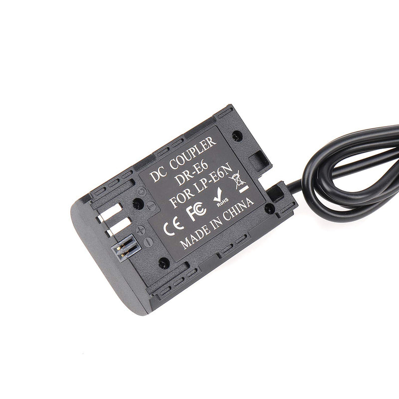 [AUSTRALIA] - Foto4easy LP-E6 DC Coupler Dummy Battery with 5V 2A USB Cable for Canon EOS 5D 5DS 6D 7D 70D 80D 5D Mark II 7D Mark II EOS R DSLR Cameras 