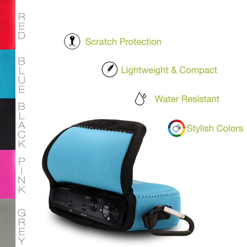 MegaGear ''Ultra Light'' Neoprene Camera Case Bag with Carabiner for Canon PowerShot G9 X Mark II, G9 X Digital Camera (Blue, Neoprene) Blue