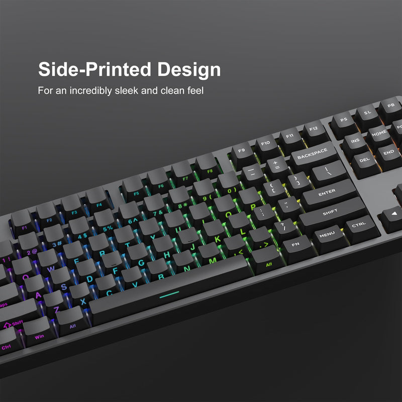 PBT Keycaps - Side Print Keycap Set, Double Shot Shine Through Custom Keycaps, Black Keycaps OEM Profile 136 Keys, Minimalist Style Phantom Keyboard Keycap for Mechanical Keyboards