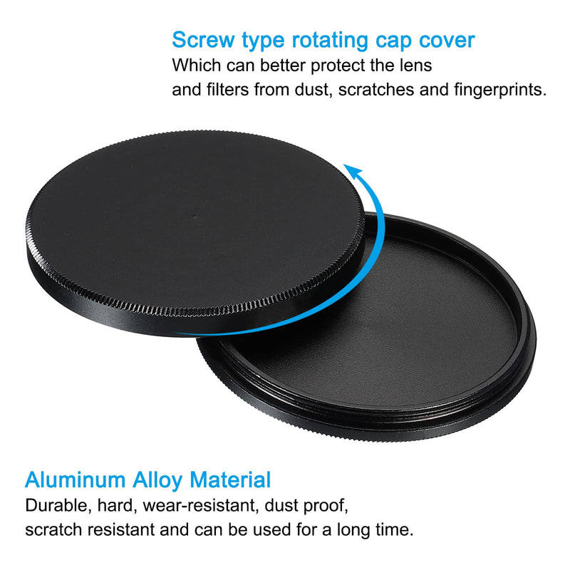 PATIKIL 43mm Lens Cap, 2 Pack Camera Lens Cap Cover Universal Front Metal Lens Filter Stacks Cap Protective Case for 43mm Camera Circular Polarizing Fader ND Filter, Black