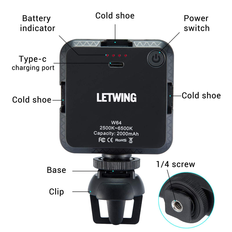 Video Conference Lighting Kit,LETWING W64 Glow Light for Streamers,Zoom Lighting,Remote Working,Lighting Accessory for Laptop,Dimmable & Rechargeable LED Video Fill Light with Computer Clip
