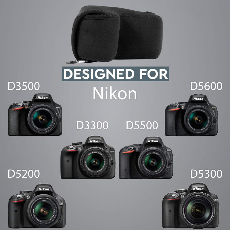 MegaGear MG088 Nikon D3500, D3300, D3400, D5100, D5200, D5300, D5500, D5600 (18-55 mm) Ultra Light Neoprene Camera Case, Black insade Yellow