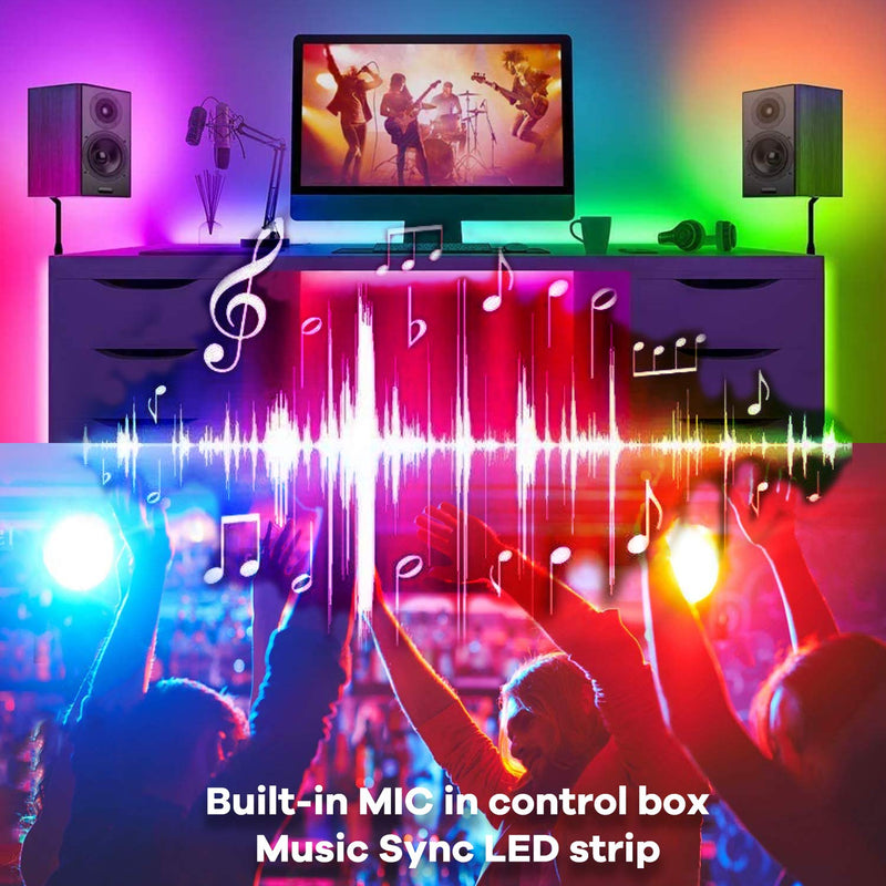 [AUSTRALIA] - QJB LED Strip Lights Bluetooth APP Controller 32.8ft RGB LED Music Sync Color Changing Lights, for Bedroom, Party 