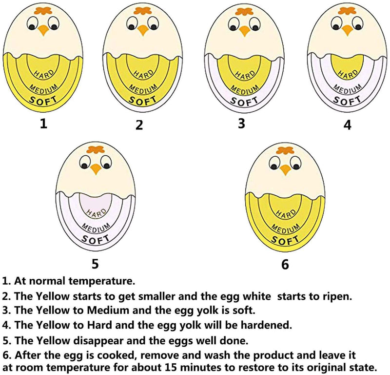 Egg Timer Sensitive Hard & Soft Boiled Color Changing Indicator Tells When Eggs are Ready (Yellow 2pcs) 2pcs Yellow