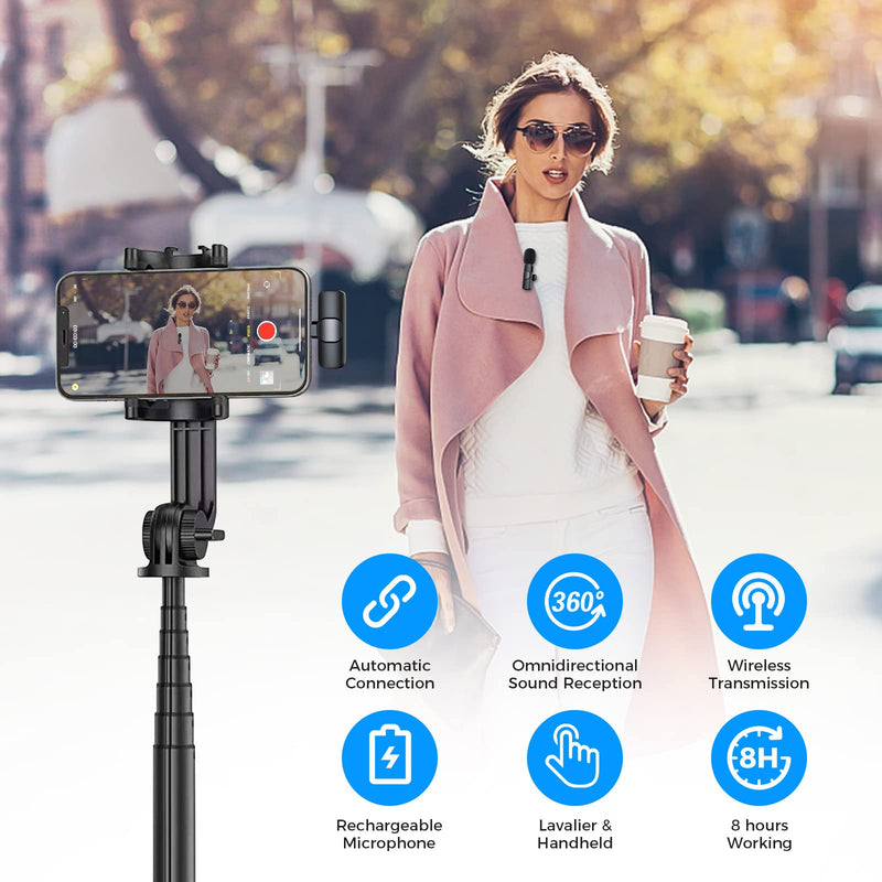 Gimpro Wireless Lavalier Microphone for iPhone, Clip on Microphone for Video Recording Interview Podcast Vlog YouTube, Wireless-lavalier-Mic-iPhone-Recording