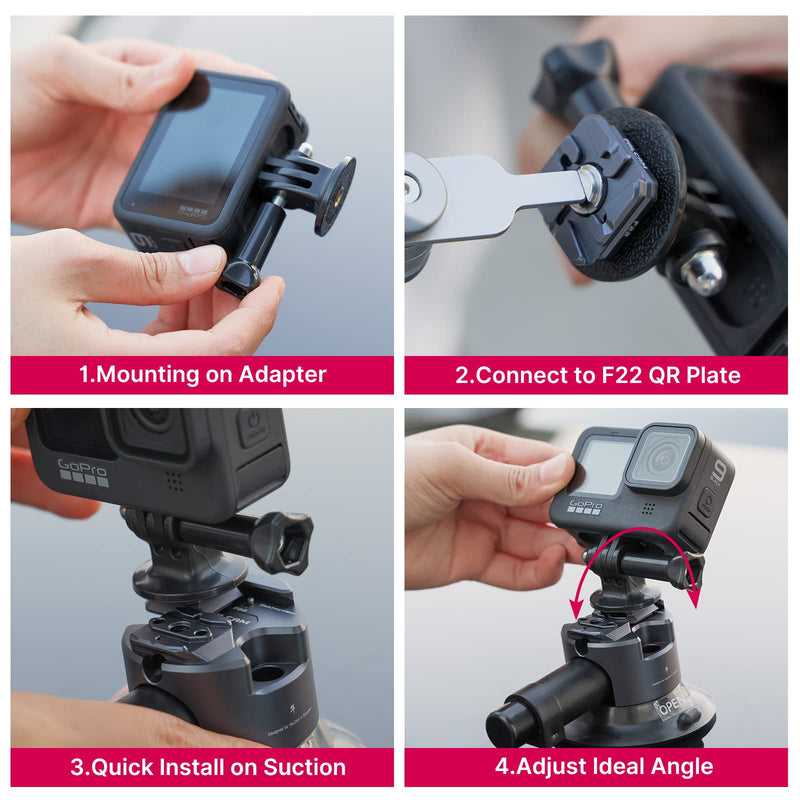 Car Suction Mount Accessories for Gopro - 3in F22 Quick Release Pump-actived Vacuum Suction Mount Hi-Speed Vehicle Boats Windshield & Window Mount Compatible with Gopro Hero 10 9 8 7 6 5 Black
