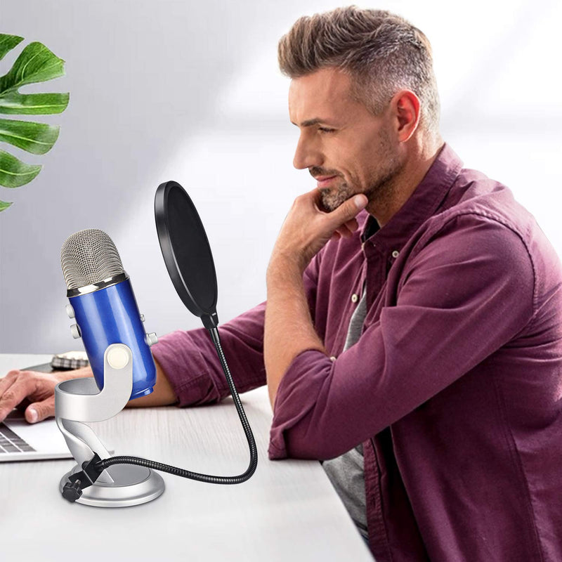[AUSTRALIA] - Aokeo Professional Microphone Pop Filter Mask Shield For Blue Yeti and Any Other Microphone, Mic Dual Layered Wind Pop Screen With A Flexible 360° Gooseneck Clip Stabilizing Arm 