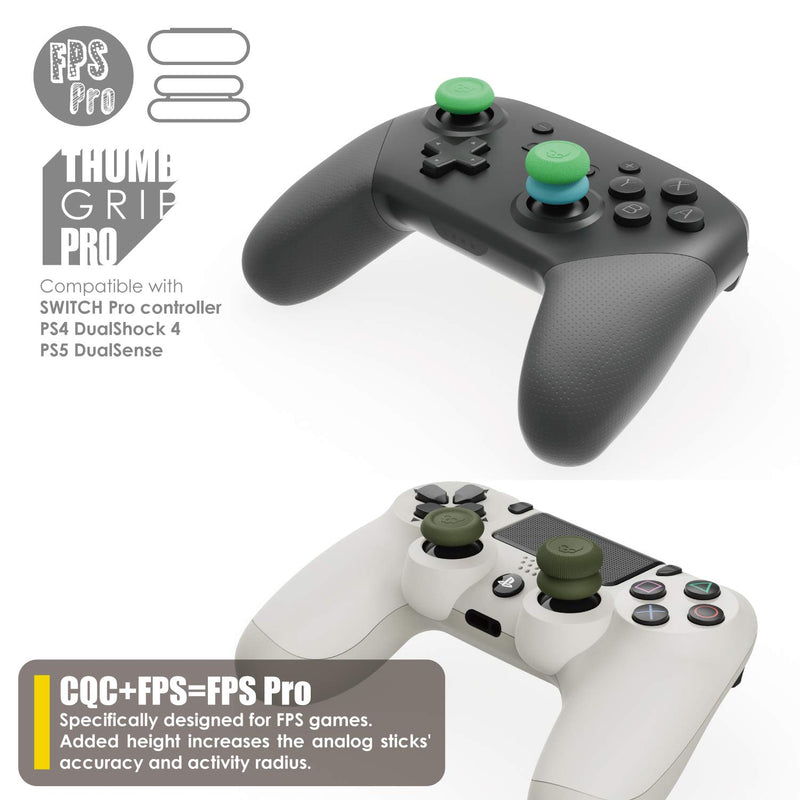 Skull & Co. Skin, CQC and FPS Thumb Grip Set Joystick Cap Analog Stick Cap for [Nintendo Switch] Pro Controller & PS5 / PS4 / Slim/Pro Controller- OD Green, 3Pairs(6pcs)