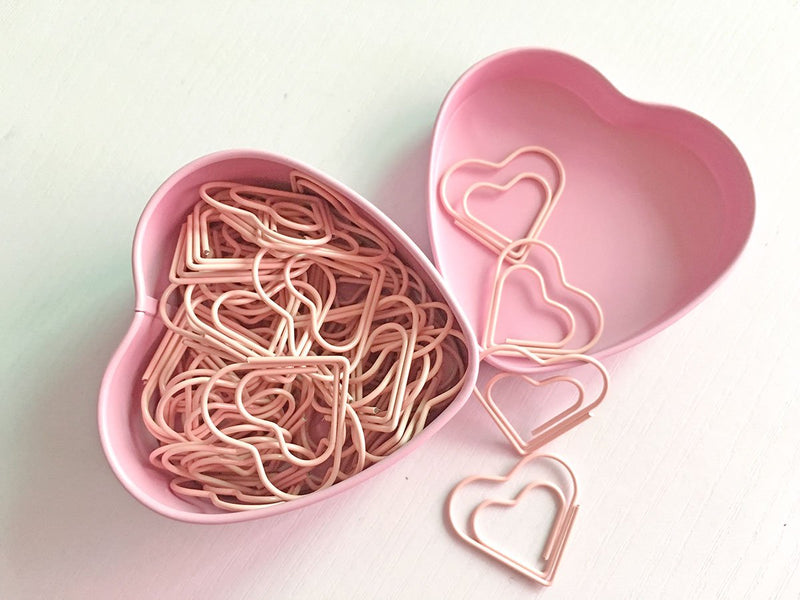 [AUSTRALIA] - 52 PCS Heart Shape Nonskid Paper Clips,Color Decorative Paper Clips,Creative Office Item 