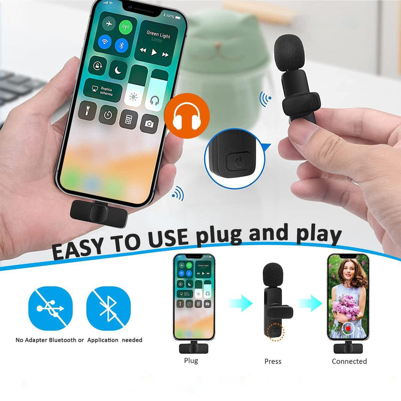 [AUSTRALIA] - Professional Wireless Lavalier Lapel Microphone for iPhone, iPad - Cordless Omnidirectional Condenser Recording Mic for Interview Video Podcast Vlog YouTube 