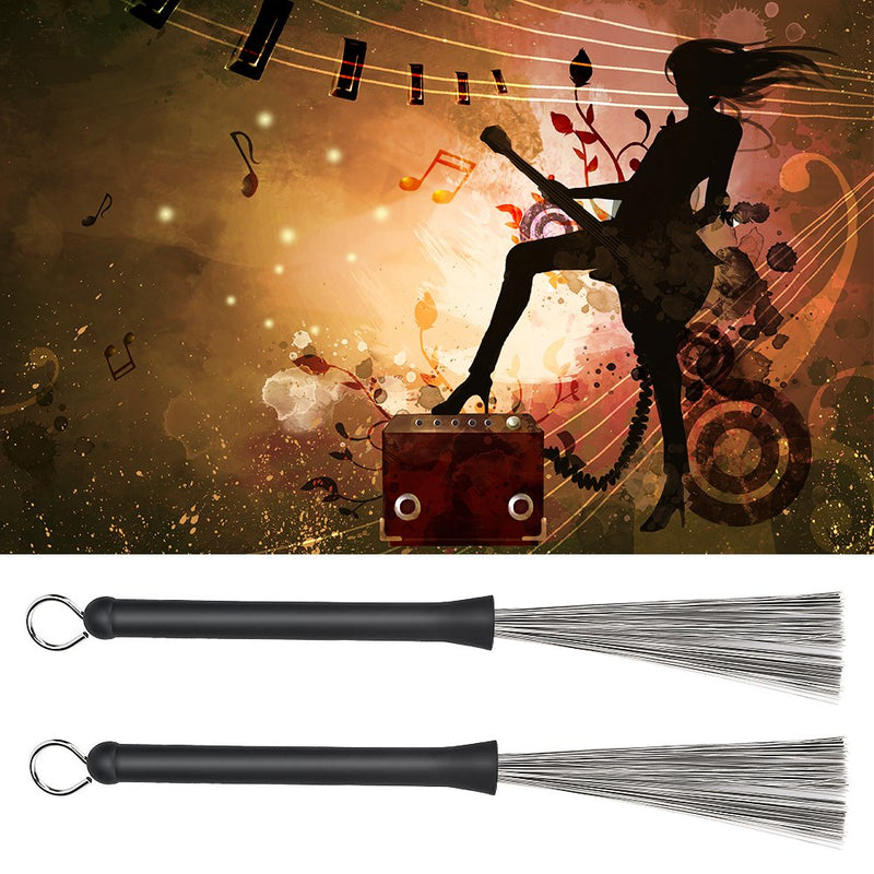 VGEBY Drum Brush, Retractable Wire Strands Drum Brush Stick Loop End Insruments Cleaning Accessory