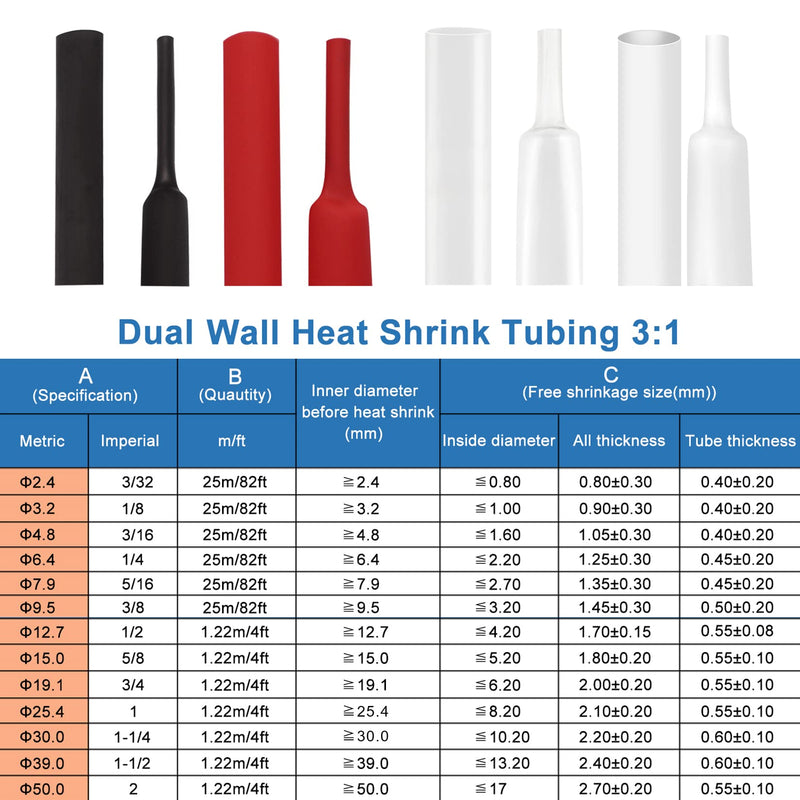 5/16 Inch(8mm) 82 Ft XHF 3:1 Waterproof Red Heat Shrink Tubing Roll Marine Grade Adhesive Lined Shrink Tube, Insulation Sealing Oil-Proof Wear-Resistant (7.9mm(5/16"))-82ft 1