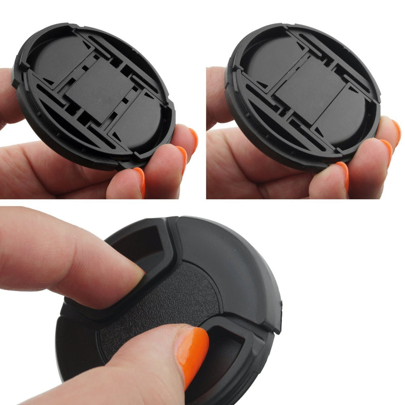 Honbay Lens Cap Bundle,Honbay 4 Snap-on Lens Covers for DSLR Cameras Including Nikon, Canon, Sony - Lens Cap Keepers Included