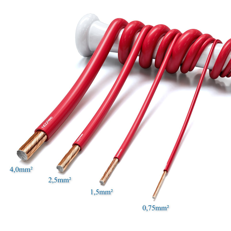 deleyCON 10m (32.81 ft.) Loudspeaker Cable 2x 1.5mm² Speaker Cable CCA Copper-Coated Aluminium 2x48x0.20mm Filaments Polarity Marking - Red/Black 10 meters (32.81 ft.) Red / Black