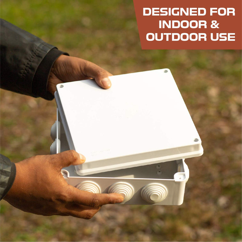 Outdoor Electrical Junction Box - 8 x 8 Inch Waterproof Plastic Box with Cover for Electronics Large Square - 8" x 8"