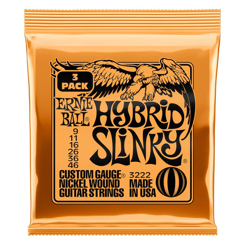 Ernie Ball Hybrid Slinky Electric Guitar Strings 3-Pack - 9-46 Gauge (P03222) Hybrid (9-46)