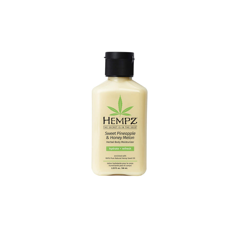 Hempz Sweet Pineapple & Honey Melon Moisturizing Skin Lotion, Natural Hemp Seed Herbal Body Moisturizer with Jojoba, Natural Extracts, Vitamins A and E, 2.25 oz SWEET PINEAPPLE &HONEY MELON 2.25 Fl Oz (Pack of 1)