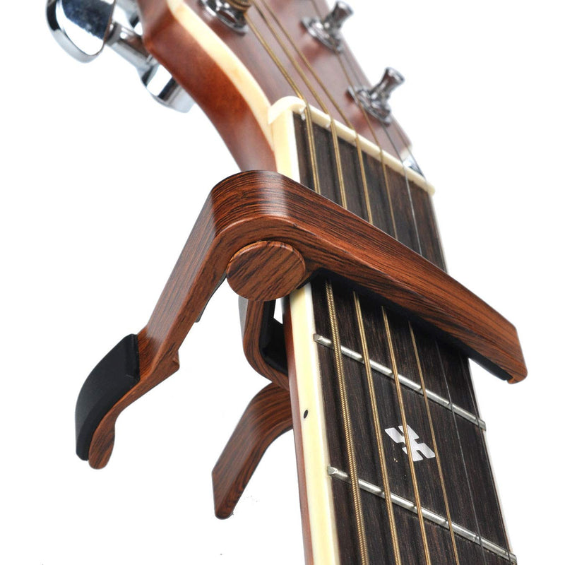 Capo Guitar Capo with Guitar Tuner Clip-On Tuner for Acoustic Electric Guitar Ukulele and More (Rosewood capo) Rosewood capo