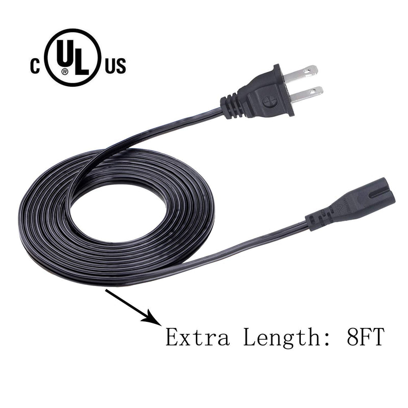 UL Listed 8ft Power Cord for HP Deskjet 3755 2600 1112 2130 2655 2652 2622 3752 3630 3632 Printer Power Cord Replacement 2 Prong IEC C7 AC Cable