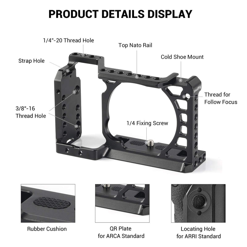 SMALLRIG Cage for Sony Alpha A6300 A6500/ILCE 6500 4K Digital Mirrorless Camera - 1889