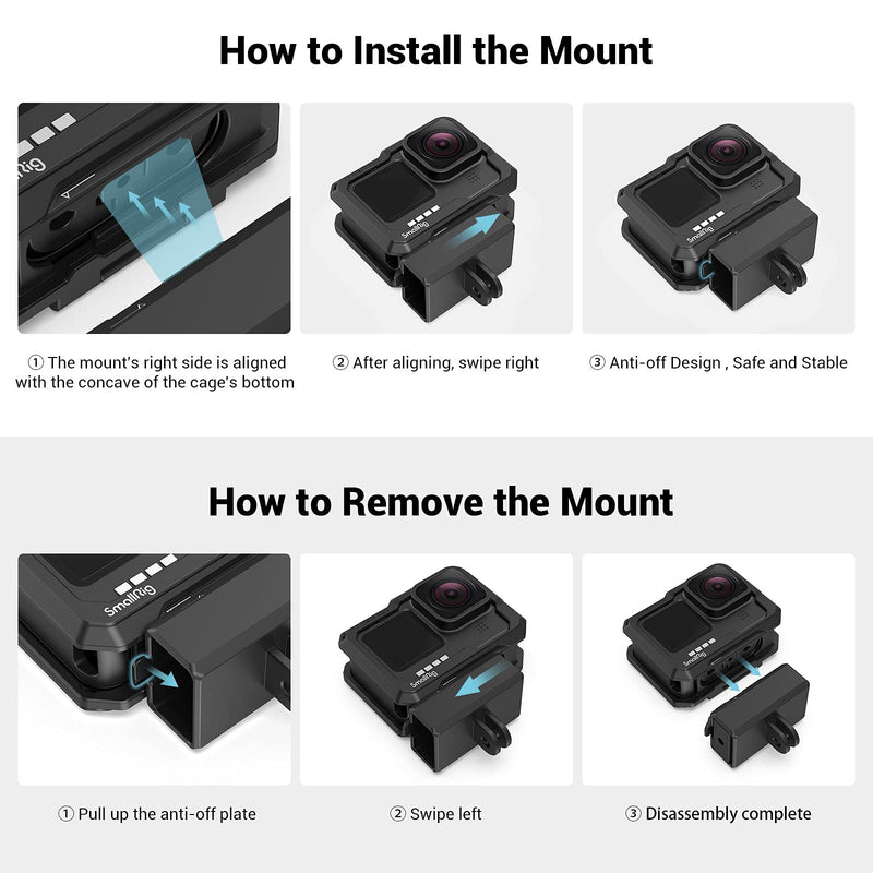 [AUSTRALIA] - SmallRig HERO10 Black Cage/HERO9 Cage for GoPro with 2 Cold Shoe Mounts for Mic and Led Video Light for GoPro HERO9 Black 3083 