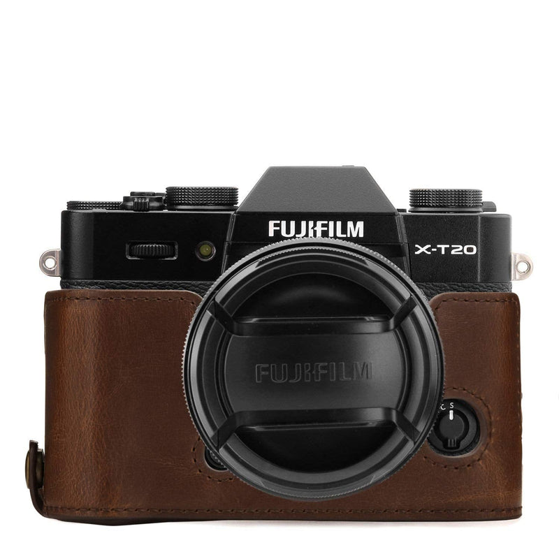 [AUSTRALIA] - MegaGear Ever Ready Leather Camera Half Case and Strap Compatible with Fujifilm X-T30, X-T20, X-T10 Dark Brown 