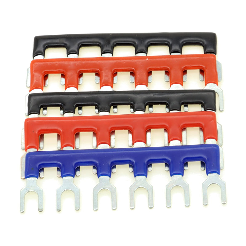 JBT 5 Set Terminal Blocks, 600V 25A Dual Row Screw Terminal Strip with 5 pcs 400V 25A Pre-Insulated Terminal Barrier Strip (6 Positions) 6 Positions