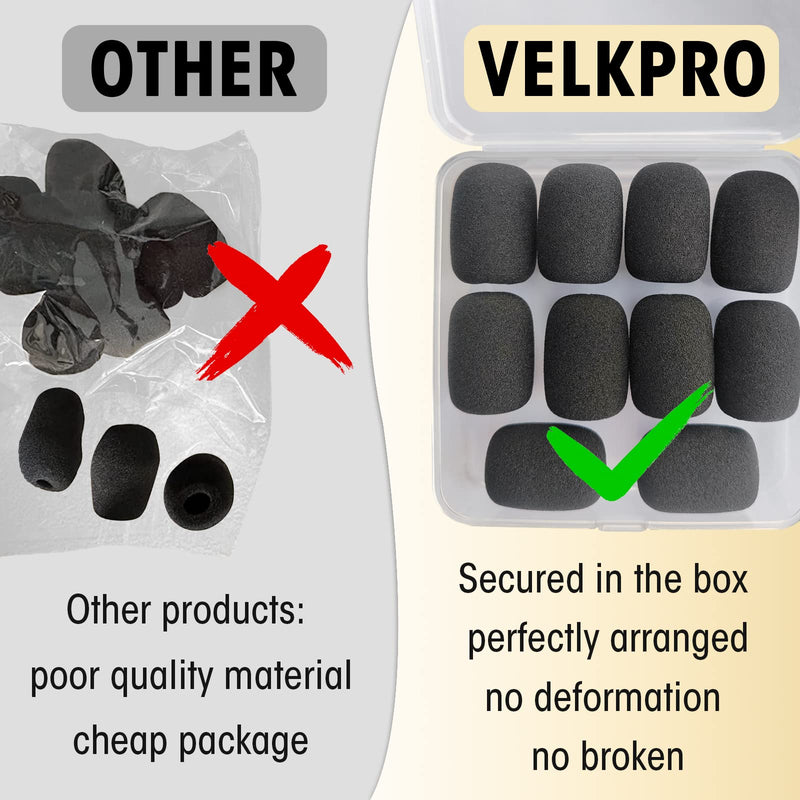 VELKPRO Microphone Windscreen, 10 Pack Mini Foam Mic Covers, High-Density Foam Protection for Small Lapel Lavalier Headset Microphones Shotgun and Condenser Microphones