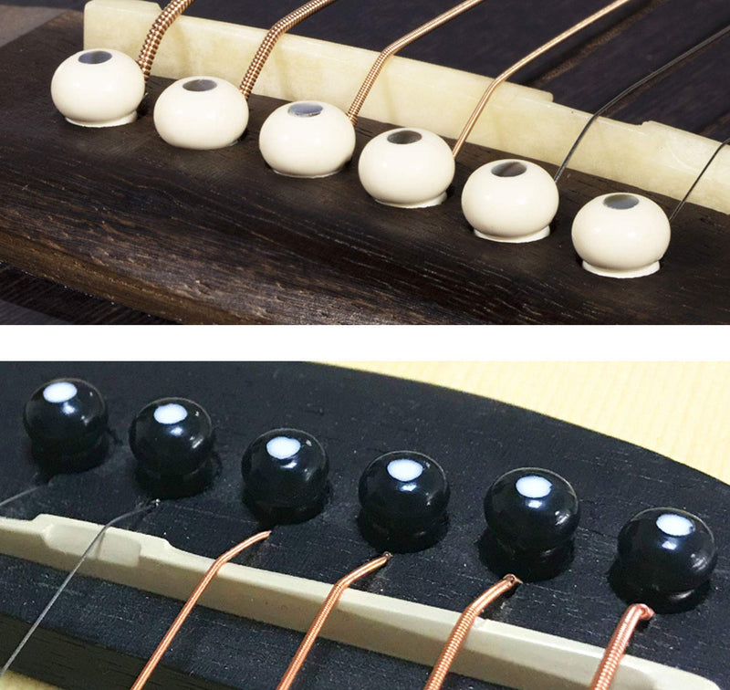 24pcs Acoustic Guitar Bridge Pins Pegs+ 3pcs guitar picks +1pc Bridge Pin Puller Remover, Ivory & Black Packed in a metal iron box ABS