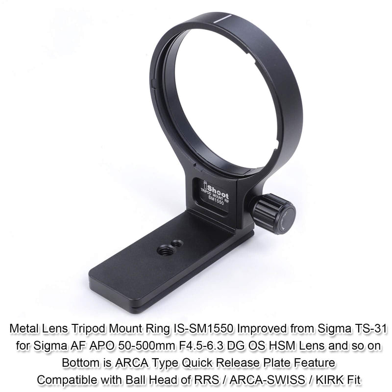 Lens Support Collar Tripod Mount Ring for Sigma TS-31 AF APO 50-500mm F4.5-6.3 DG OS HSM, AF APO 120-300mm F2.8 DG OS HSM, AF APO 120-400mm F4.5-5.6 DG OS HSM -Bottom is Camera Quick Release Plate