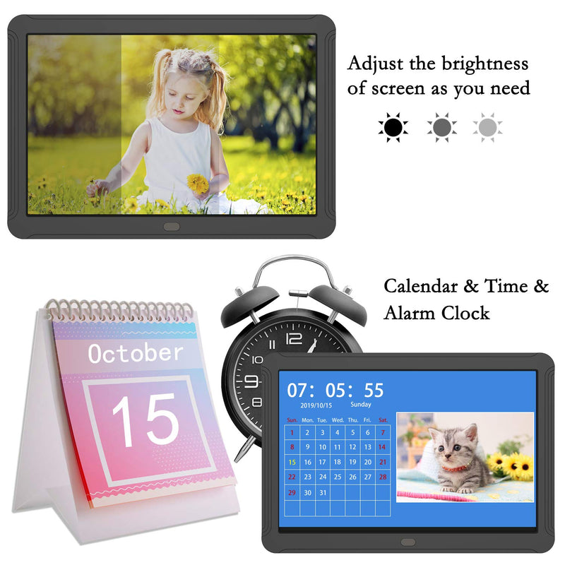 Atatat 8 inch Digital Photo Frame with 32GB SD Card, Digital Picture Frame with 19201080 Resolution, IPS Screen, 1080P Video, Music, Photo, Auto Rotate, Slide Show, Remote Control, Calendar, Time Black 8 inch+SD Card