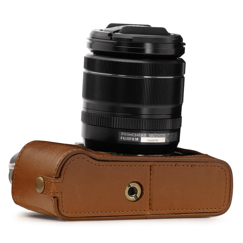 [AUSTRALIA] - MegaGear Ever Ready Leather Camera Half Case and Strap Compatible with Fujifilm X-T30, X-T20, X-T10 Light Brown 