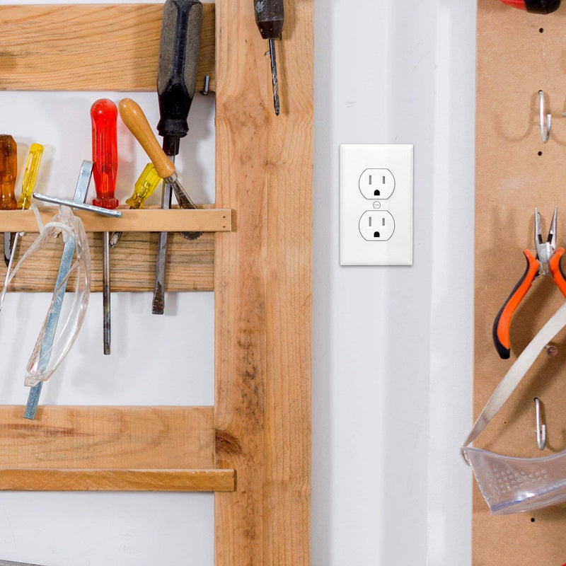 ENERLITES Duplex Receptacle Outlet, Tamper-Resistant Electrical Wall Outlets, Residential Grade, 3-Wire, Self-Grounding, 2-Pole,15A 125V, UL Listed, 61580-TR-W-10PCS, White (10 Pack) Tamper Resistant