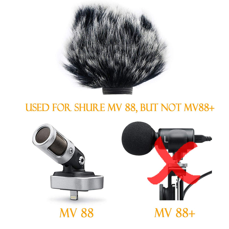 SUNMON Microphone Furry Windscreen for Shure MV88, Muff Windshield Windjammer Deadcat for MV88 iOS Microphone suitable for iPhone/iPad