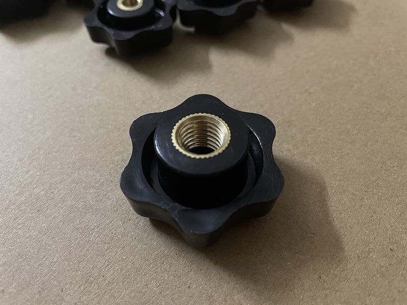 Oneyijun 10 Pcs M8 Head Diameter 32mm Black Plastic Star Shape Head Female Thread Clamping Knob Shape Hand Knobs Nuts Grip Through Hole Nut Handle Machine Tool M8x32mm(10Pcs)