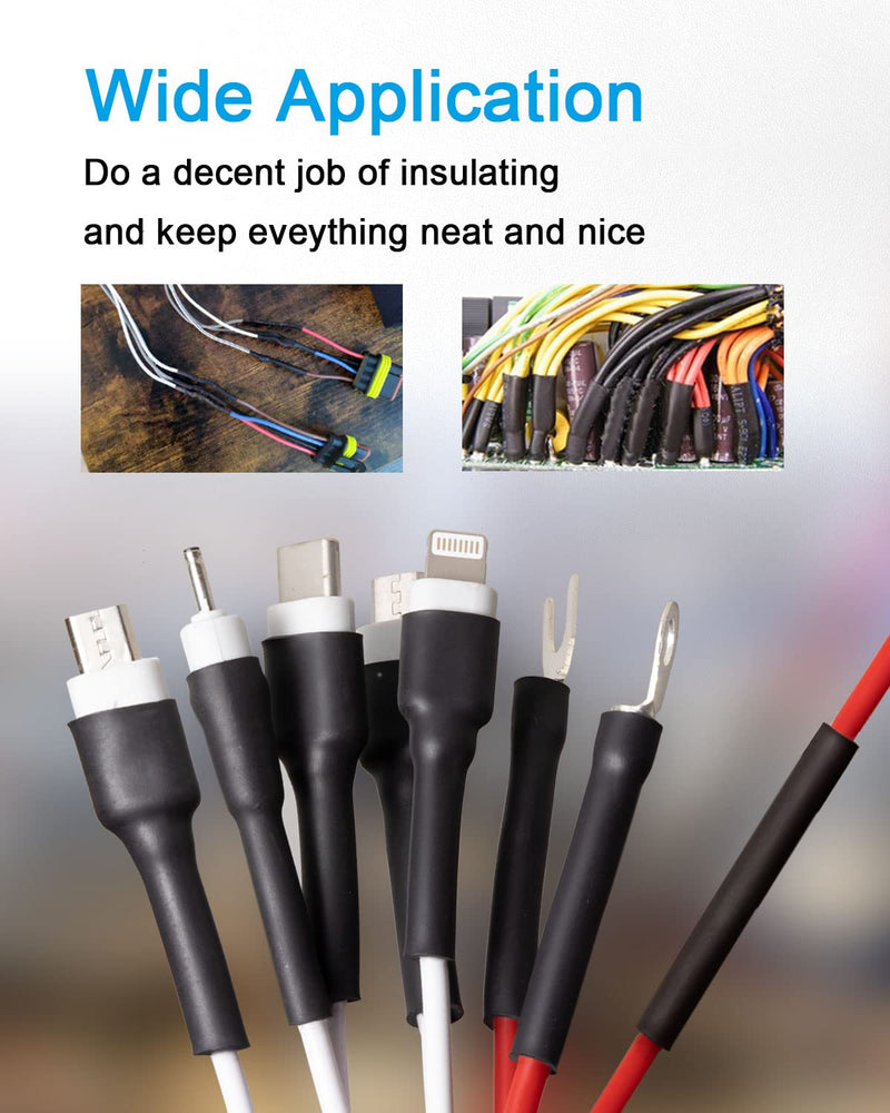 MILAPEAK 650 PCS Heat Shrink Tubing Kit, UL Approved Heat Shrink Tube Wire Wrap, 2:1 Ratio Electrical Cable Sleeve Assortment with Storage Case for Long Lasting Insulation Protection (8 Sizes, Black)