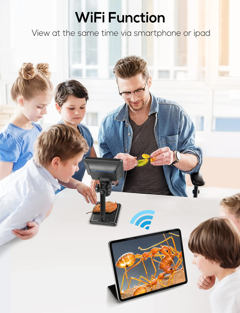 5" Coin Microscope 1200X with 32GB SD Card,Leipan 1080P Wireless LCD Digital Microscope with 8 LED Lights,PC View,Photo/Video Capture for Kids Adults,Compatible with Windows iPhone Android iPad