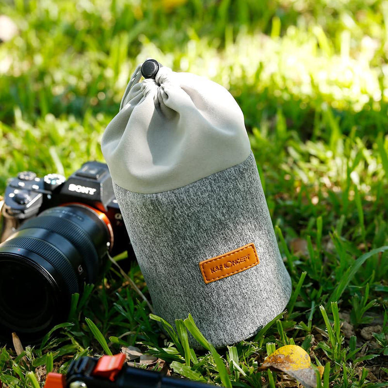 K&F Concept Lens Pouch Bag, 2-in-1 Neoprene Lens Carry Case Compatible with Multiple Sizes Camera Lens 10 x 18cm