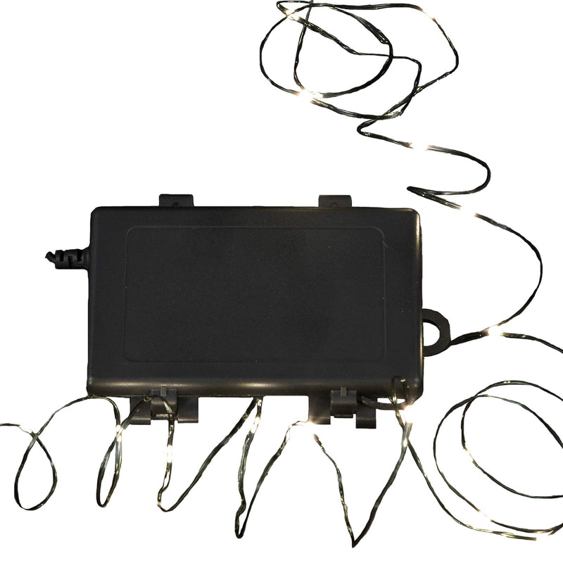 Kurt Adler Battery-Operated Waterproof Warm Thin Wire LED Lights, 18-Light, White