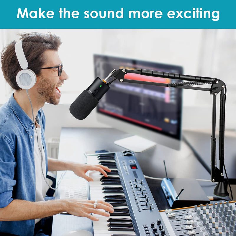 YOUSHARES Razer Seiren X Mic Stand with Foam Mic Cover - Mic Boom Arm Stand with Windscreen Pop Filter Compatible with Razer Seiren X Microphone