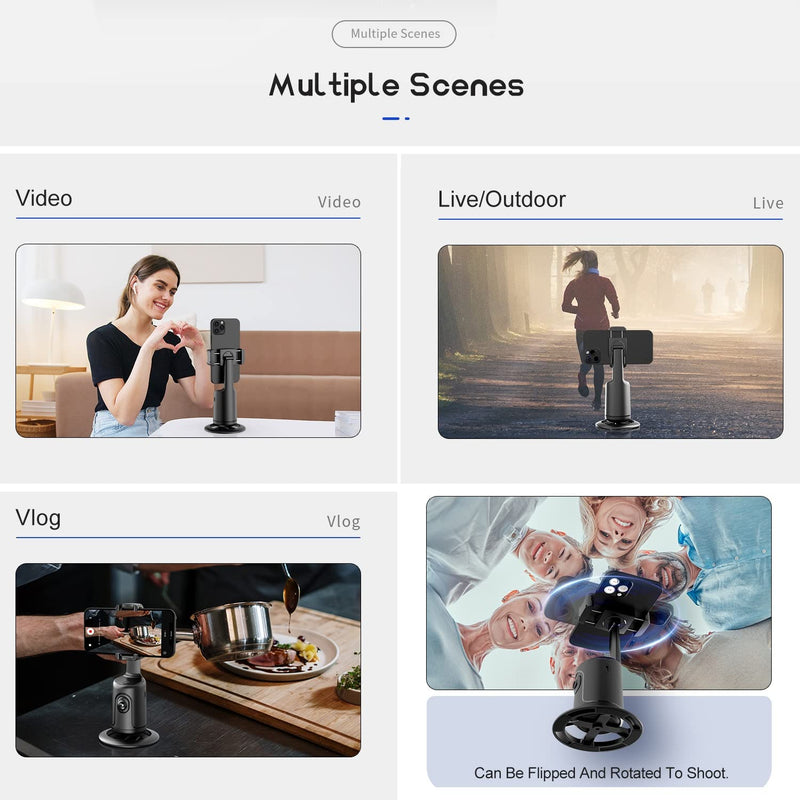 [AUSTRALIA] - Auto Face Tracking Tripod 360° Rotation - Auto Tracking Phone Holder with Remote, No App Required, Smart Tracking Moving Tripod Stand for iPhone, Content Creator Essentials for Live Vlog Stream Video 