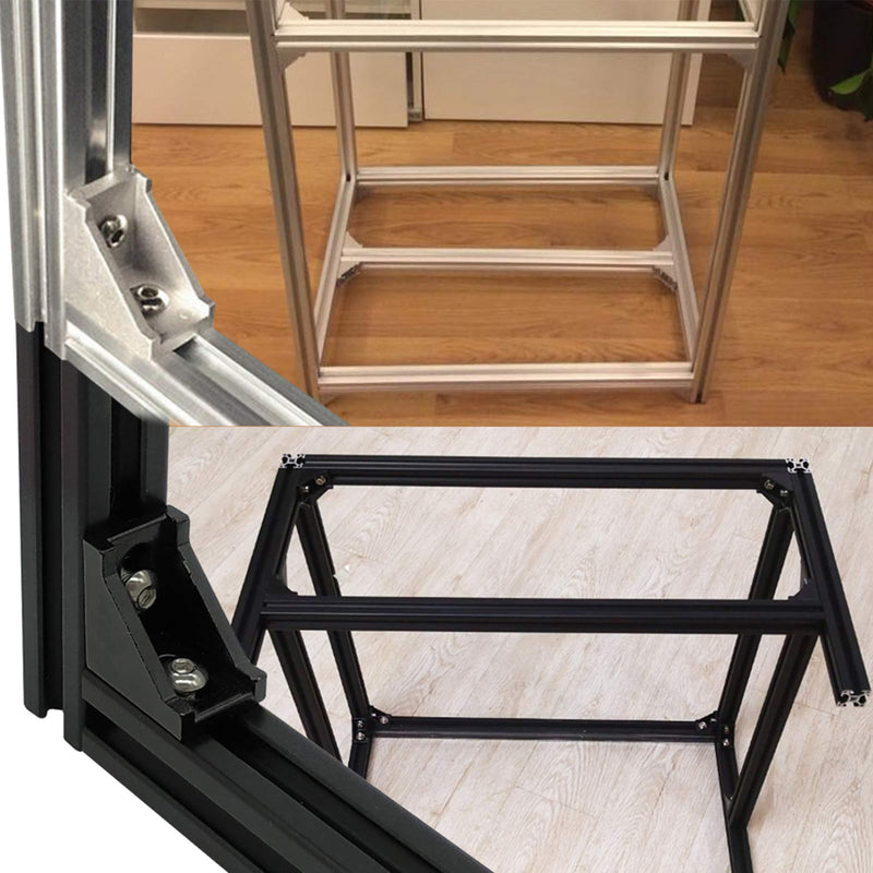 10Sets Black 2020 Series Aluminum Profile Connector Set, 10pcs Corner Bracket, 20pcs T Nuts and Hex Screw Bolt for Slot 6mm 20S Aluminum Rail Accessories