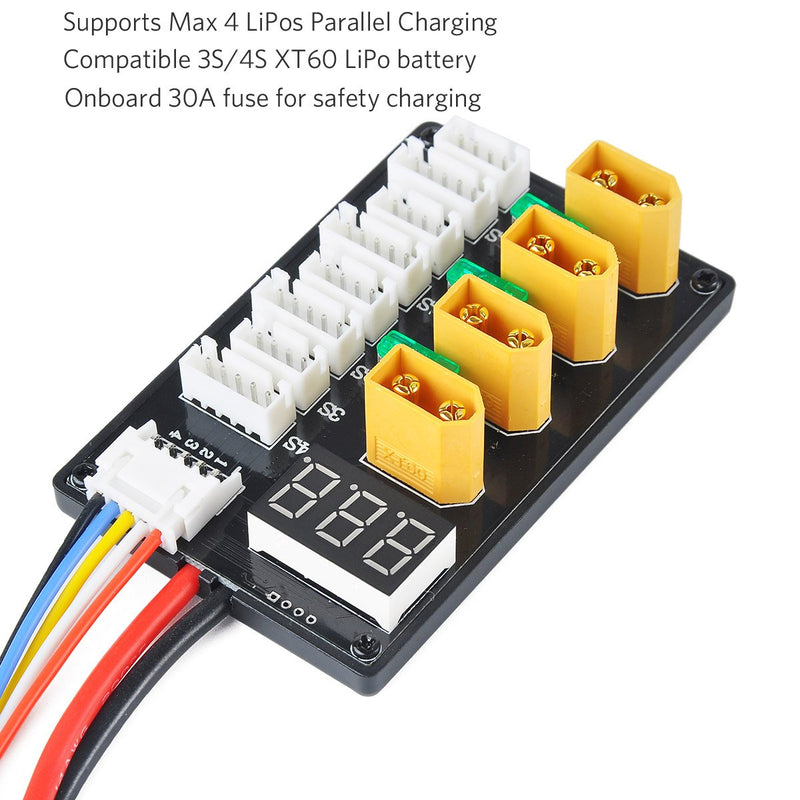 XT60 Parallel Charging Board for 3S 4S LiPo Batteries XT60 Connector with XT60 to Banana Connecting Cable