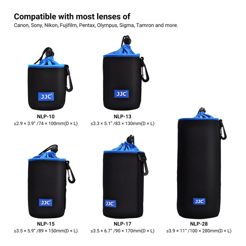 [AUSTRALIA] - JJC Drawstring Neoprene Camera Lens Pouch Case, Protective Lens Bag for DLSR Mirrorless Lenses Up to 3.9 x 11.0" (D X H) for Canon EF 70-200mm Canon EF 100-400mm Canon EF 70-300mm AF-S 70-200mm and More XXL (3.9" x 11") 