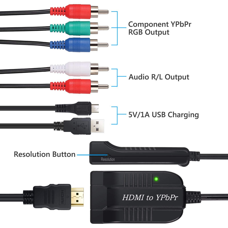 [AUSTRALIA] - eSynic HDMI to YPbPr Converter HDMI to Component Converter HDMI to RCA RGB YPbPr Male Scaler Support 720P/1080P for TVBOX VHS VCR DVD Recorders HDMI to RGB Adapter(Not Component to HDMI Converter) 