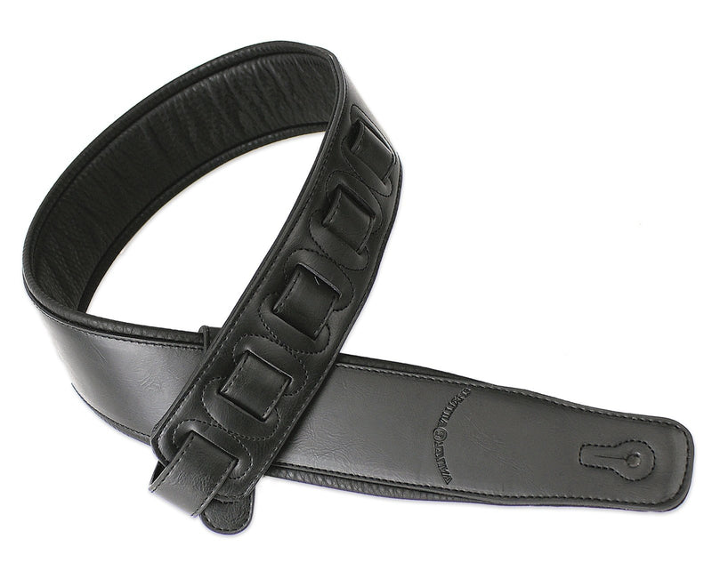 Walker & Williams G-907 Black Leather Guitar Strap with Padded Glove Leather Back