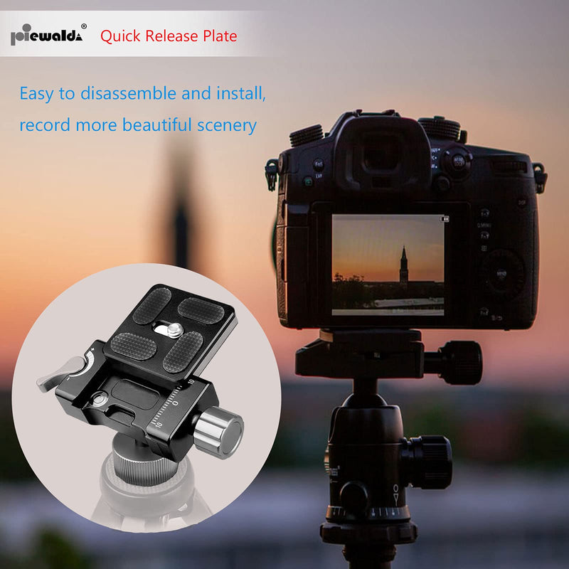 Aluminum Metal Quick Release Plate with 1/4" D-Ring Screw/Slotted Screw and 3/8" to 1/4" Mount Screw Adapter, Niewalda Tripod Mounting Plate Fits Arca-Swiss for SLR Camera Tripod Ball Head (PU-40) PU-40