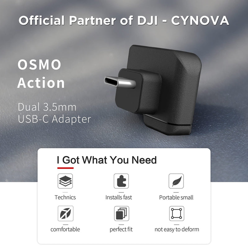 CYNOVA Osmo Action Dual 3.5mm/USB-C Mic Adapter- Made for DJI Osmo Action with Authorization, Osmo Action Accessories
