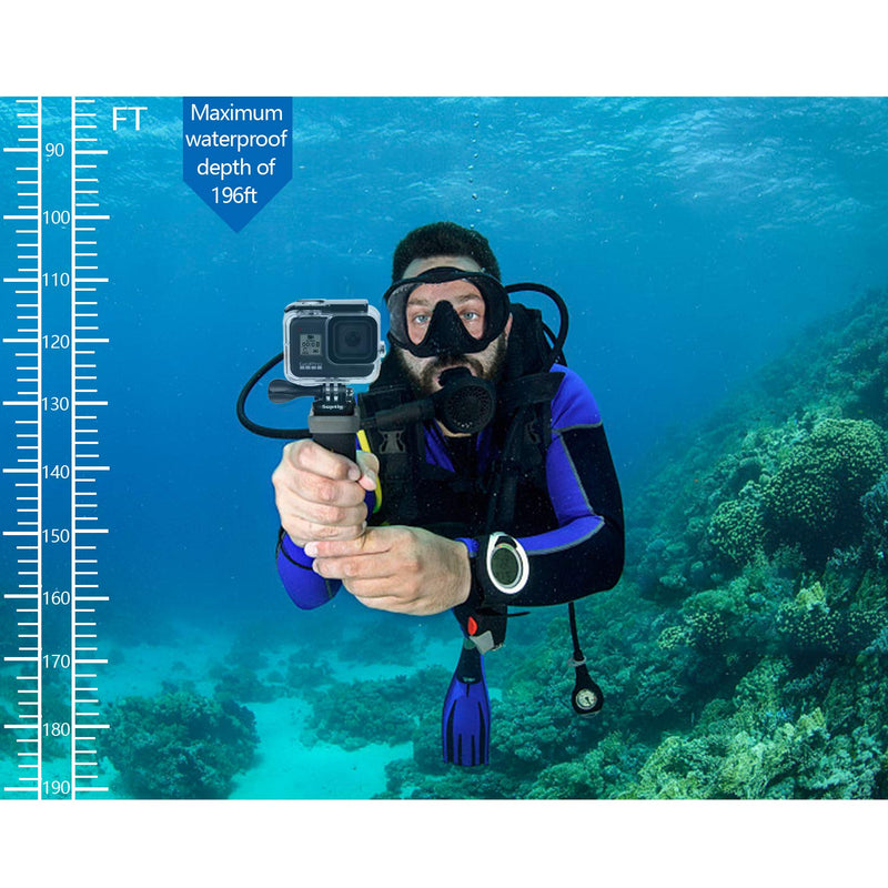Suptig Waterproof Case Protective Housing Compatible for GoPro Hero 8 Black Waterproof 196ft (60 Meters)